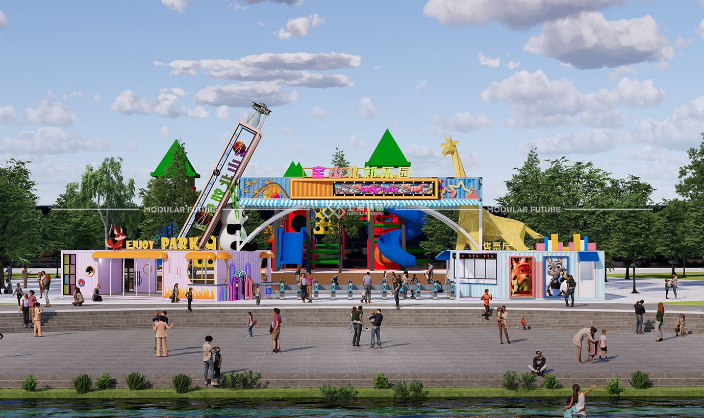 集装箱无动力乐园大门 游乐场集装箱门头 景区集装箱大门入口